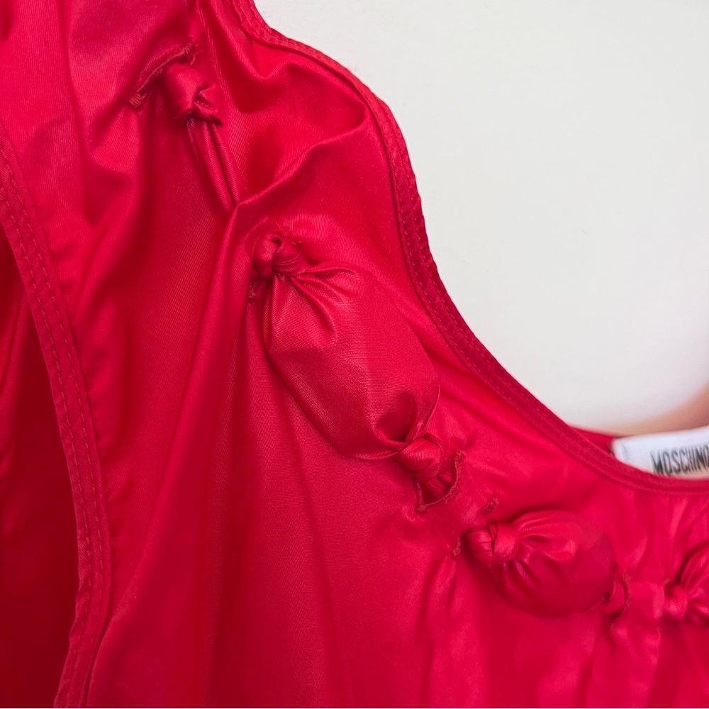 Rare Moschino 2008 Runway Silk Red Maxi Dress Puffball Bubble Hem Womens Size 8 - Picture 5 of 17